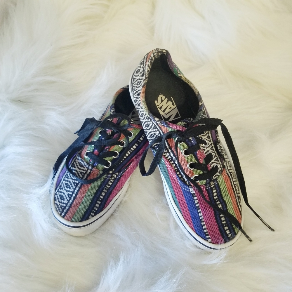 Vans of the Wall Boho Pattern Striped Lace Up Vans Men's 5 Women 6.5